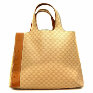 Celine Macadam Handbag Leather Beige